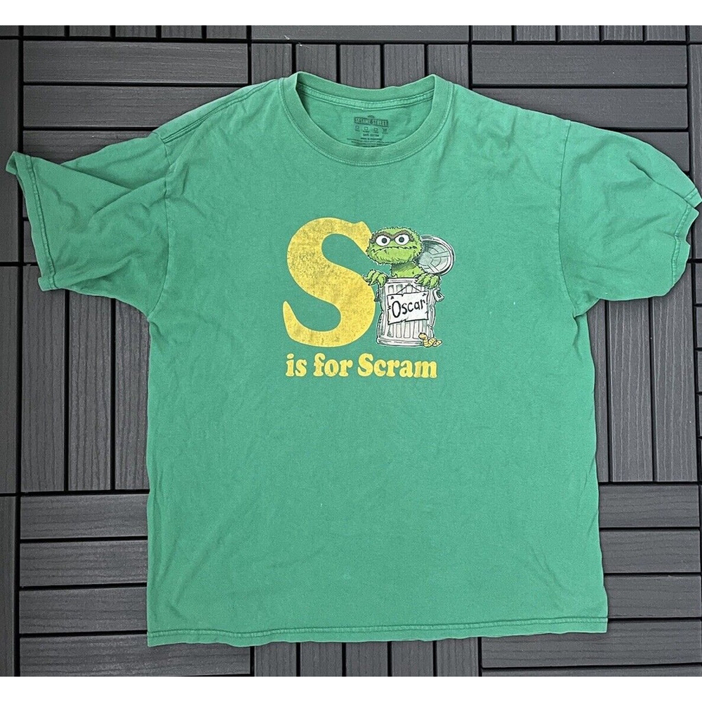 Sesame Street Oscar The Grouch Scram S Is For Scram T-shirt M Green